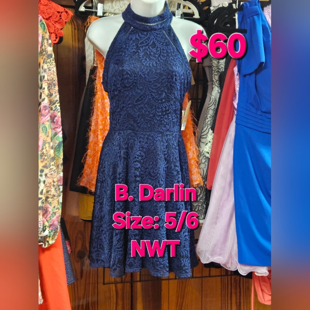 B Darlin Midnight Blue Backless Dress